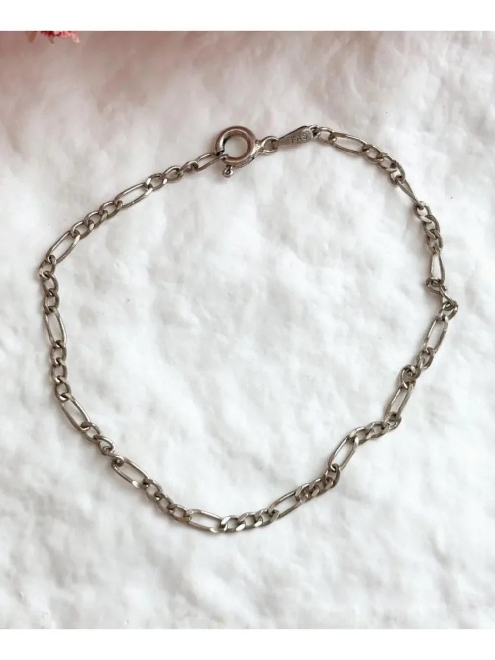 Figaro Chain Vintage Sterling Silver 925 Bracelet